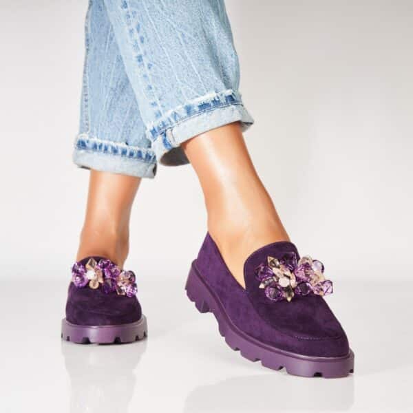 Pantofi dama casual Mov din Piele Ecologica Intoarsa Aspy A7299