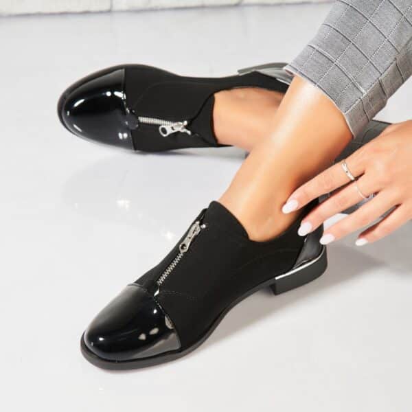 Pantofi dama casual Negri din Piele Ecologica Intoarsa Naziya2 A6916