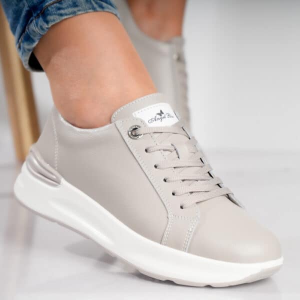 Pantofi dama sport Gri din Piele Naturala Edaro