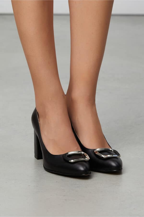 Pantofi Donna negri cu aplicatie pe varf