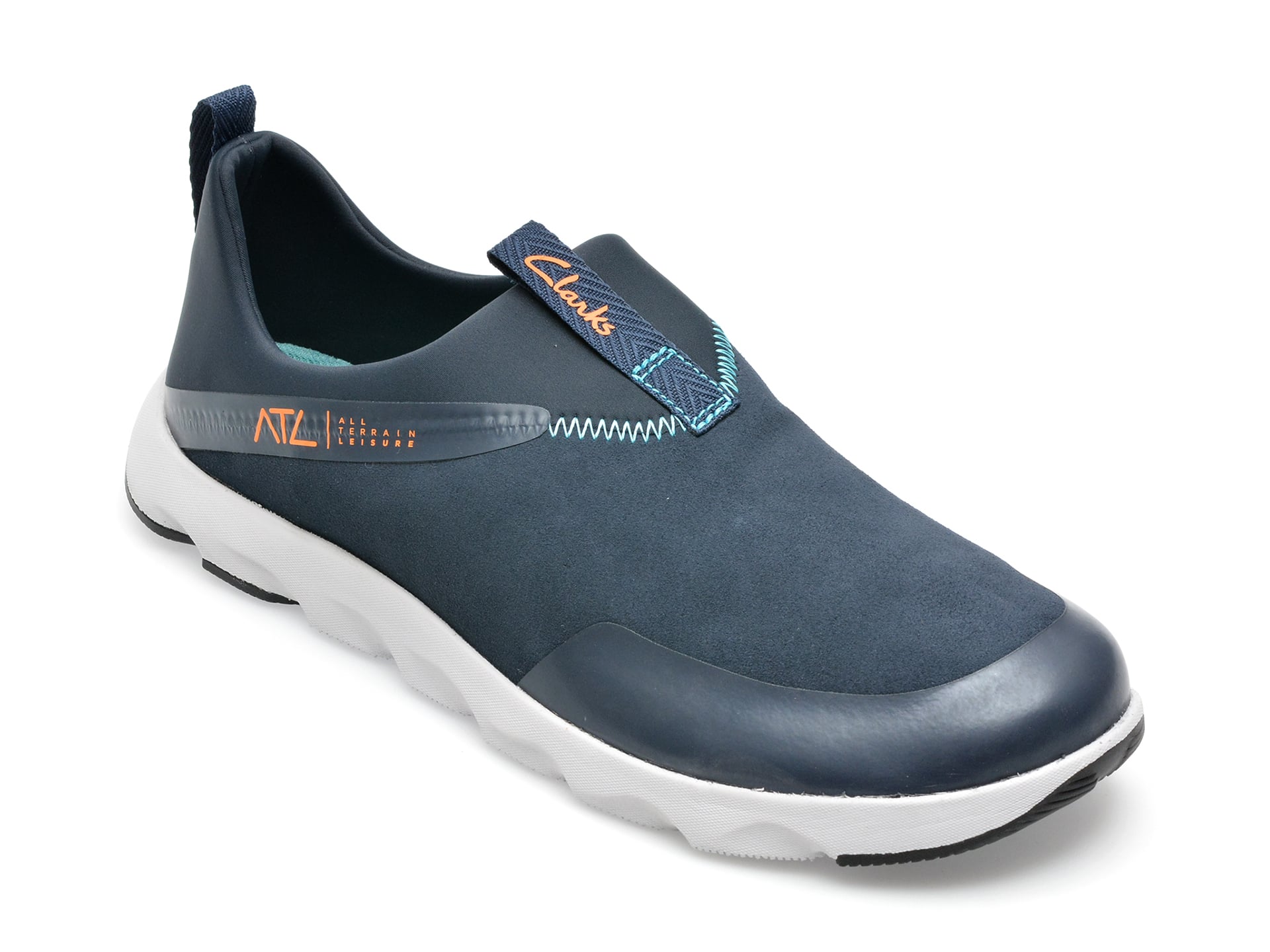 Pantofi CLARKS bleumarin, ATL COAST MOC-I, din piele intoarsa