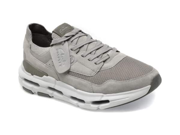 Pantofi CLARKS gri, NXELO, din piele intoarsa