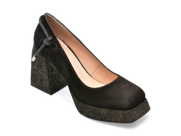 Pantofi EPICA negri, 1217, din piele intoarsa