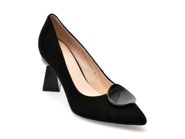 Pantofi EPICA negri, H481, din piele intoarsa