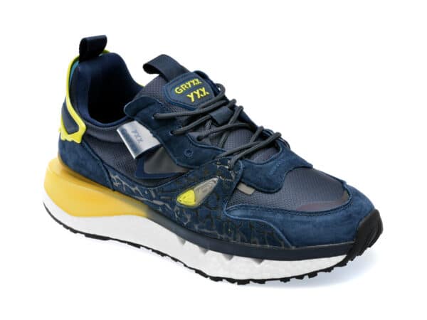 Pantofi GRYXX bleumarin, 91013, din piele intoarsa si material textil