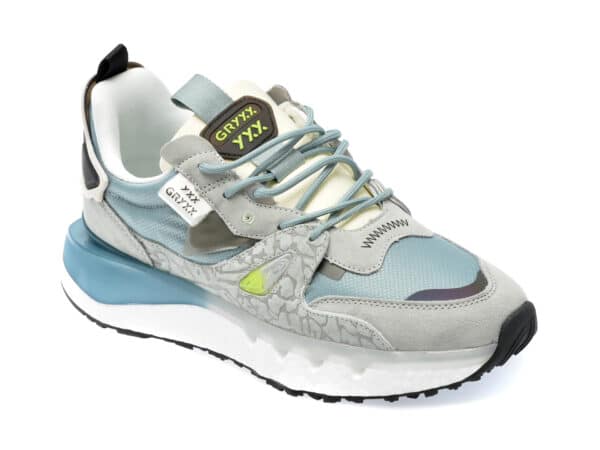 Pantofi GRYXX gri, 91013, din material textil si piele intoarsa