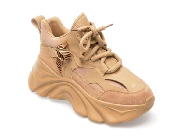 Pantofi GRYXX nude, 3280, din piele naturala si material textil