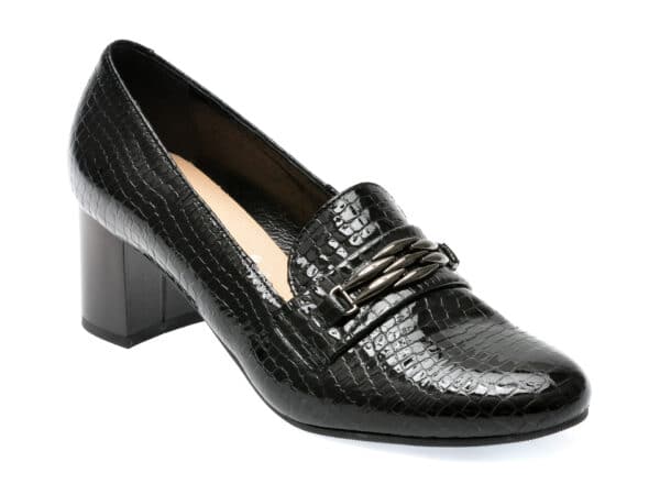 Pantofi IMAGE negri, 6101, din piele naturala lacuita