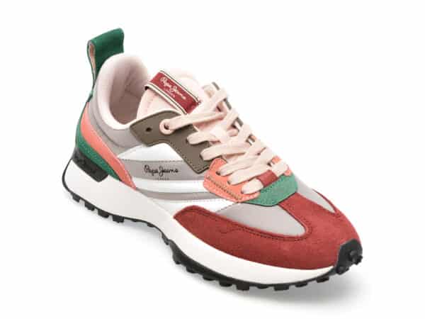 Pantofi PEPE JEANS albi, LS31515, din piele intoarsa si material textil