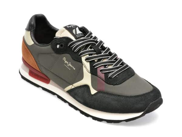 Pantofi PEPE JEANS negri, MS30984, din piele intoarsa si material textil