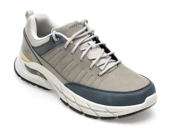Pantofi SKECHERS gri, ARCH FIT BAXTER, din piele ecologica
