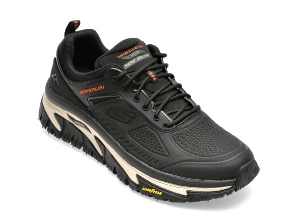 Pantofi SKECHERS negri, ARCH FIT ROAD WALKER, din piele ecologica