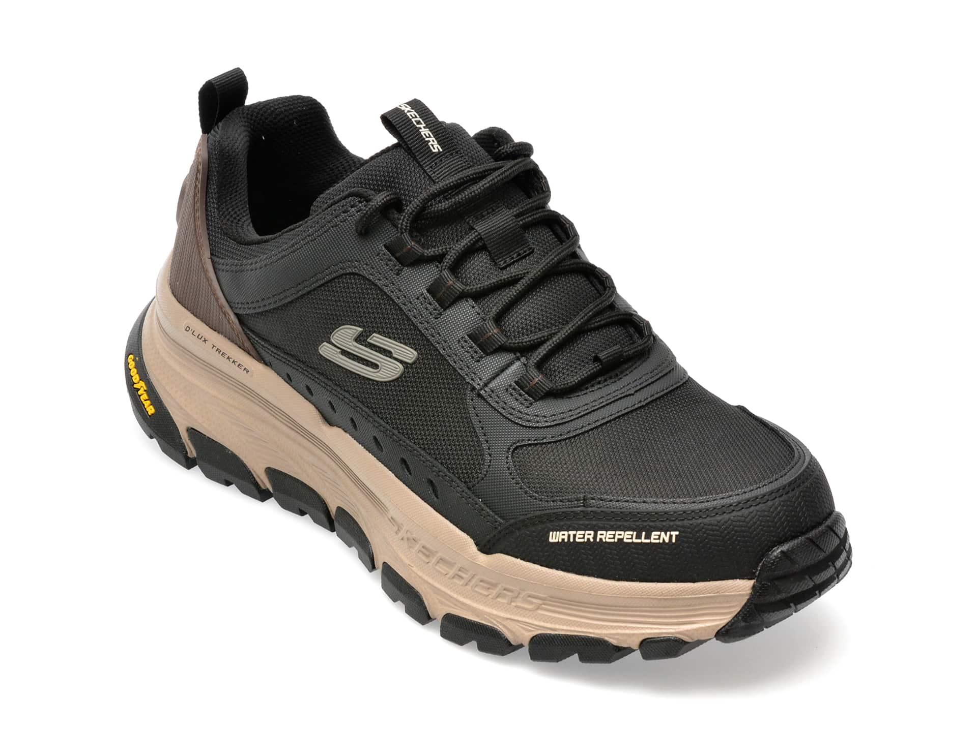 Pantofi SKECHERS negri, D LUX TREKKER, din piele ecologica