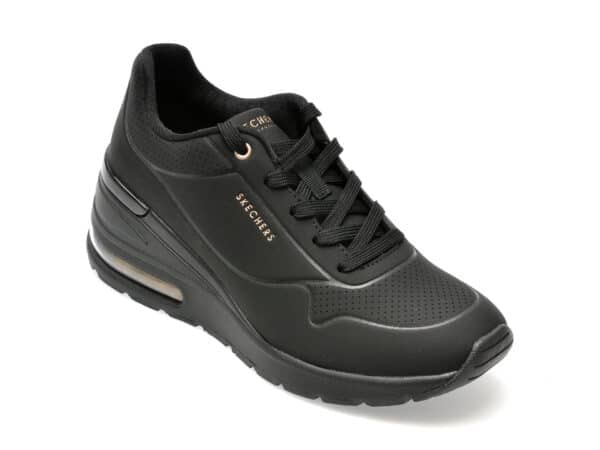 Pantofi SKECHERS negri, MILLION AIR, din piele ecologica
