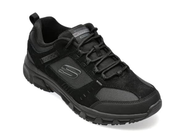 Pantofi SKECHERS negri, OAK CANYON, din piele intoarsa si material textil