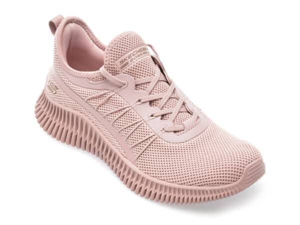Pantofi SKECHERS roz, BOBS GEO, din piele ecologica
