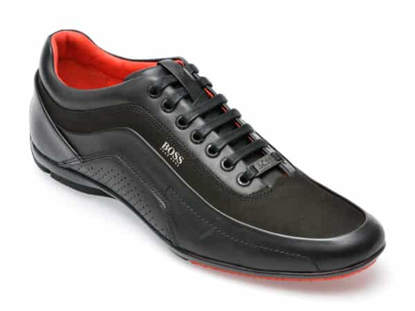 Pantofi sport BOSS negri, 9534, din piele naturala
