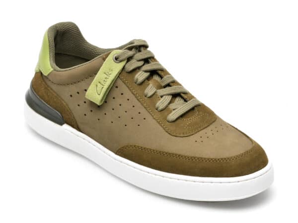 Pantofi sport CLARKS kaki, COURTLITE TOR-2, din nabuc