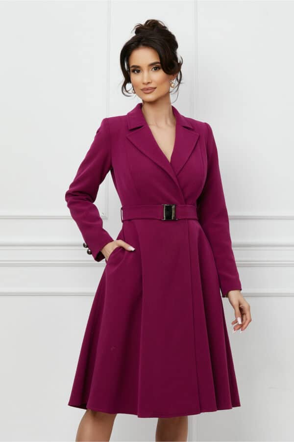 Pardesiu Ginette mov cu un cordon cu aplicatie metalica