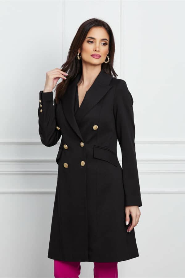 Pardesiu Leonard Collection negru cu buzunare