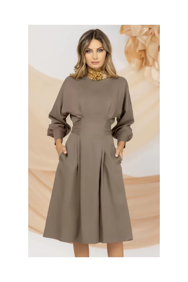 Rochie cafenie Pretty Girl de zi din Lyocell