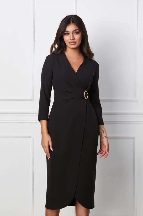 Rochie Miruna neagra cu accesoriu in talie