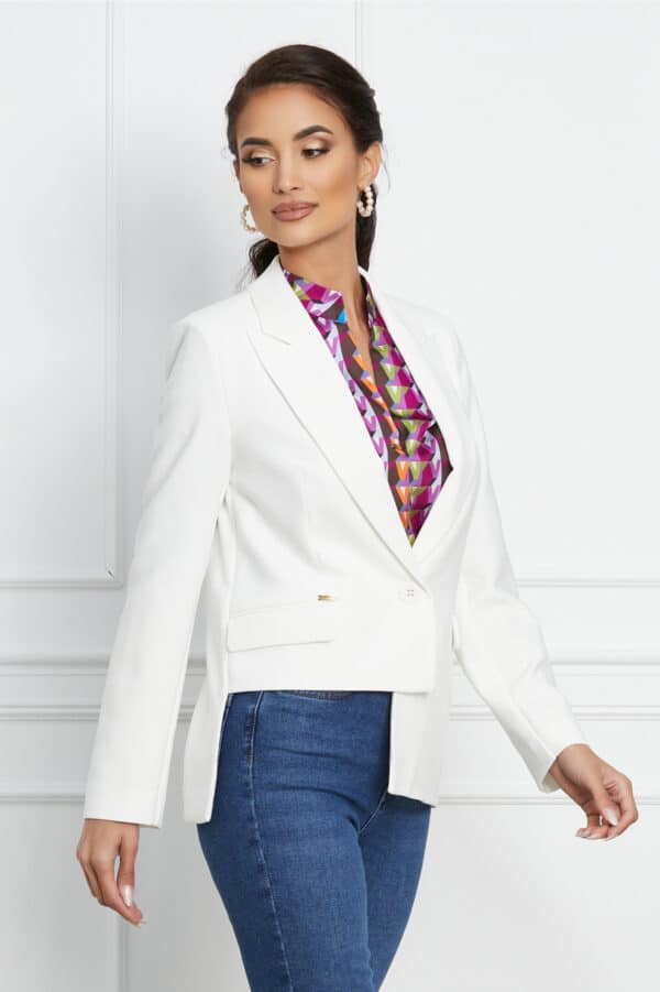 Sacou Dalia alb cu lungime asimetrica