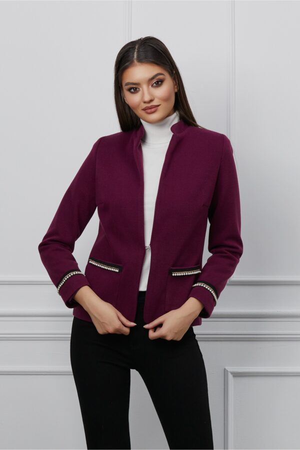 Sacou Dy Fashion magenta cu aplicatii