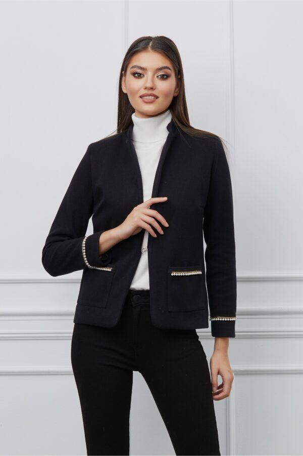 Sacou Dy Fashion neagra cu aplicatii