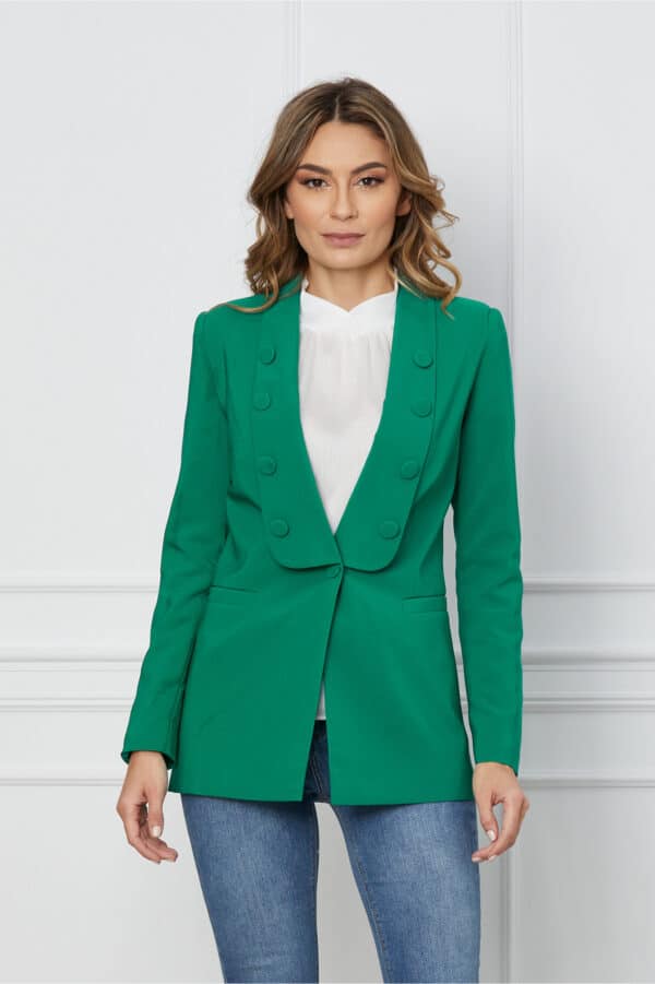 Sacou LaDonna verde cu nasturi decorativi