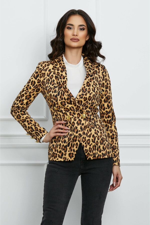 Sacou MBG animal print cu doua randuri de nasturi
