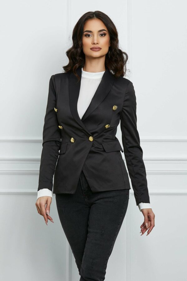 Sacou MBG negru cu doua randuri de nasturi