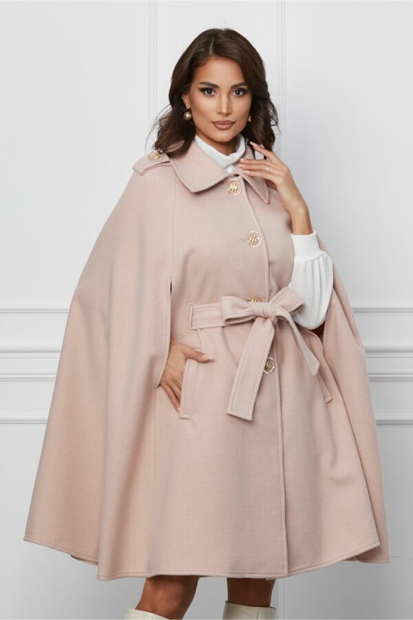 Capa Ginette roz cu cordon in talie