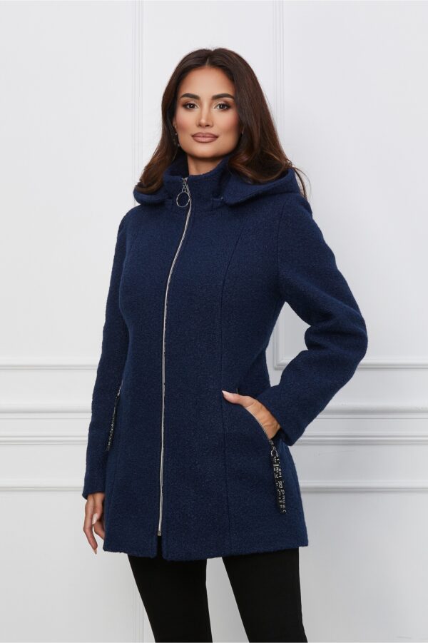 Palton Vera bleumarin cu gluga