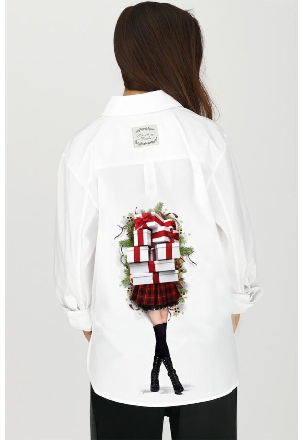 Camasa de bumbac cu imprimeu cu tematica de Craciun Moments