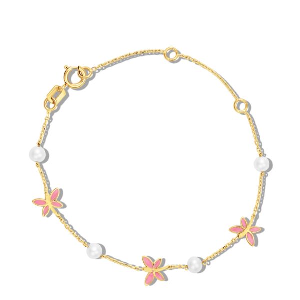 Bratara din aur 14K pentru copii Libelule si Perle