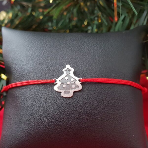 Bratara Craciun – O brad frumos – Argint 925, snur reglabil diverse culori