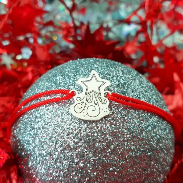 Bratara Craciun – Steaua sus rasare – Argint 925, snur reglabil diverse culori