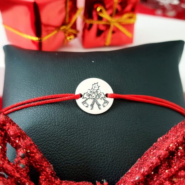 Bratara Craciun – Clinchet de clopotei – Argint 925, snur reglabil diverse culori