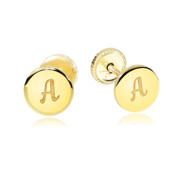 Cercei copii/bebe – Model banut personalizat – Aur Galben 9K – Inchizatoare sigura si confortabila cu filet