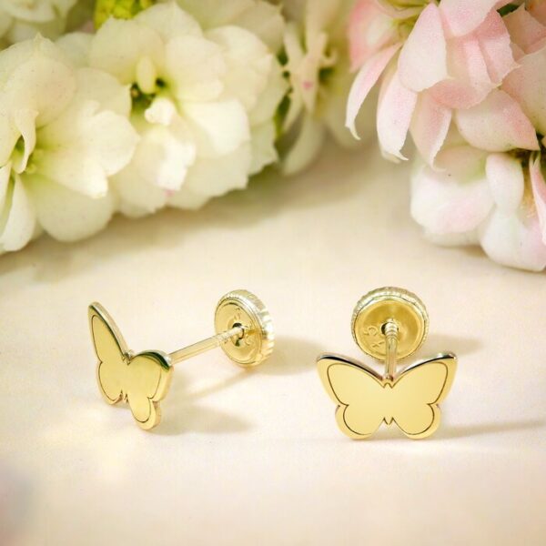 Cercei copii/bebe – Model fluture – Aur Galben 9K – Inchizatoare sigura si confortabila cu filet