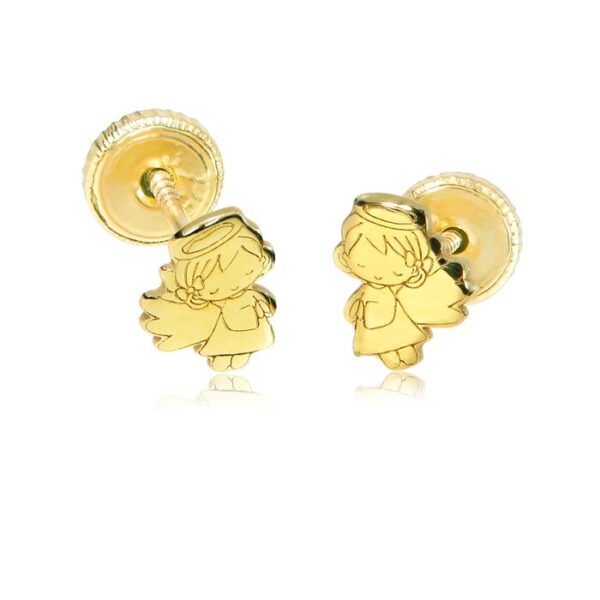 Cercei copii/bebe – Model ingeras coronita – Aur Galben 9K – Inchizatoare sigura si confortabila cu filet