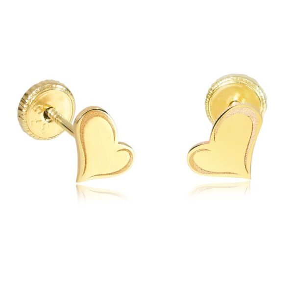 Cercei copii/bebe – Model inima buclata – Aur Galben 9K – Inchizatoare sigura si confortabila cu filet