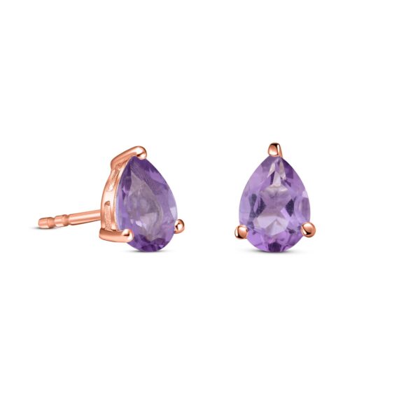 Cercei din argint Rose Gold Amethyst Drop