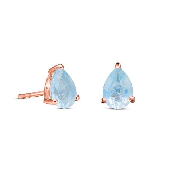 Cercei din argint Rose Gold Aquamarine Drop