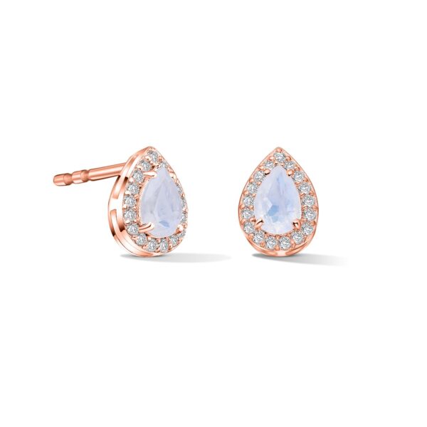 Cercei din argint Rose Gold Drop Moonstone