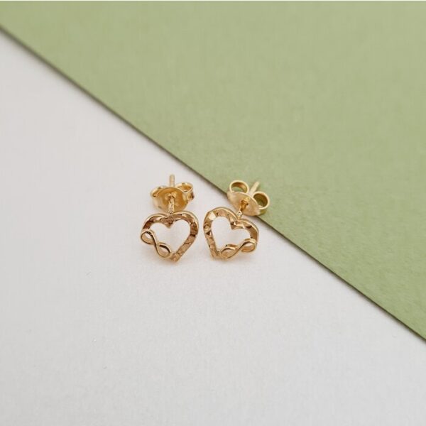 Cercei Inima infinita – Iubire infinita – Aur Galben 9K – Inchizatoare surub