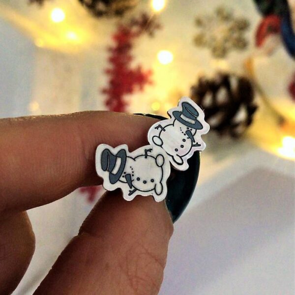 Cercei Craciun – Omul de zapada – Argint 925, surub