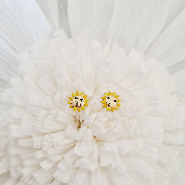 Cercei Soare colorat – Aur Galben 9K – Inchizatoare surub