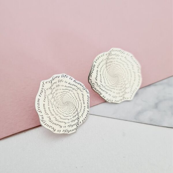 Cercei vortex – Model statement cu gravură – Argint 925 – Inchizatoare surub